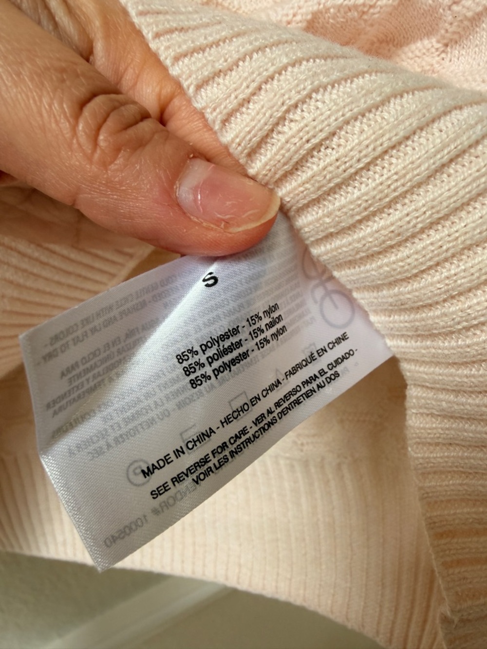 Ella Moss Cream Textured Knit V-Neck Sweater Small Soft Cozy Minimalist Layering - Picture 6 of 10